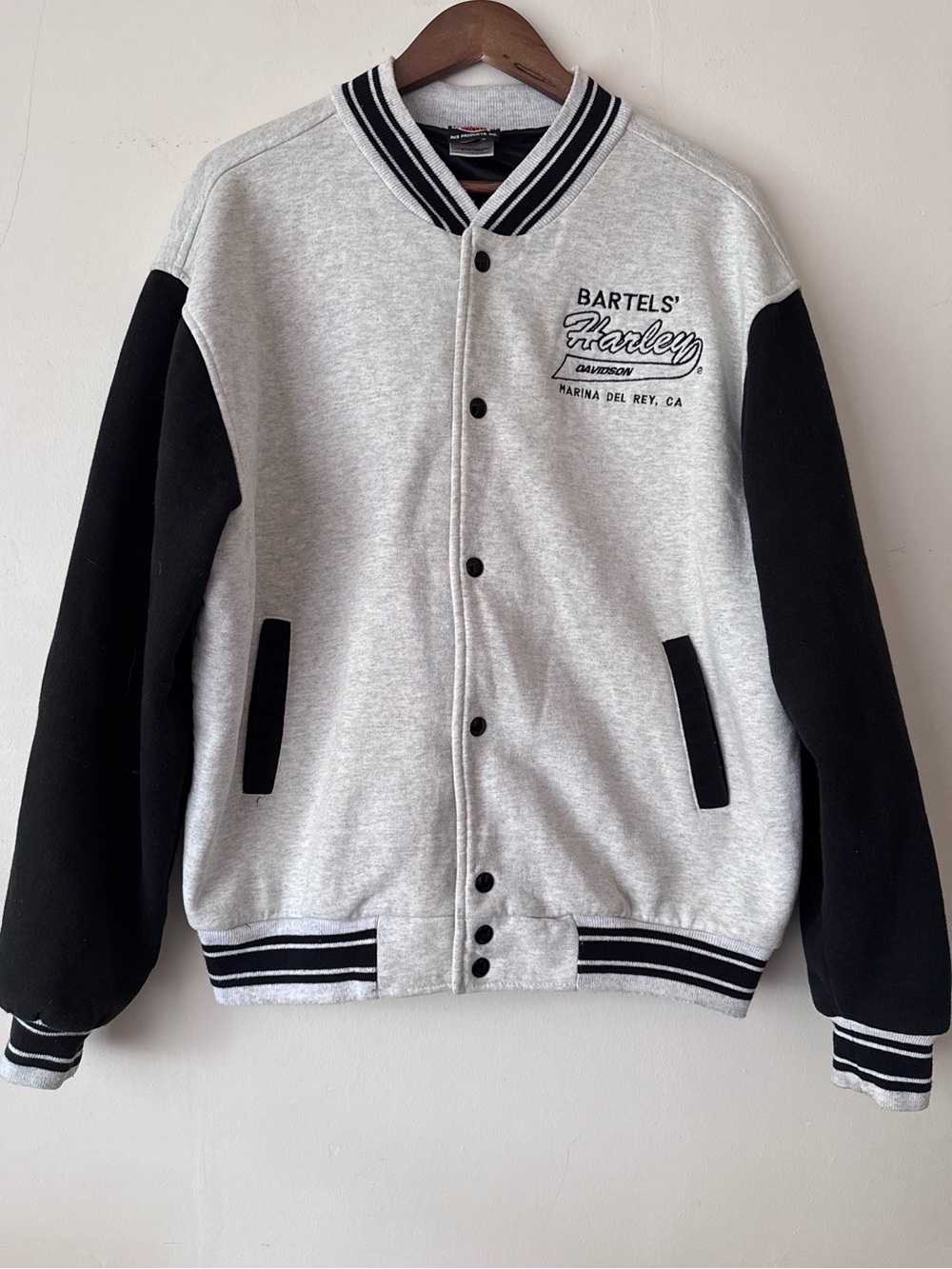 Harley-Davidson Two-Tone Gray & Black Varsity Jacket - Size XL